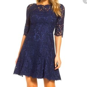 Lace Cocktail Dress in Navy Blue by Eliza J